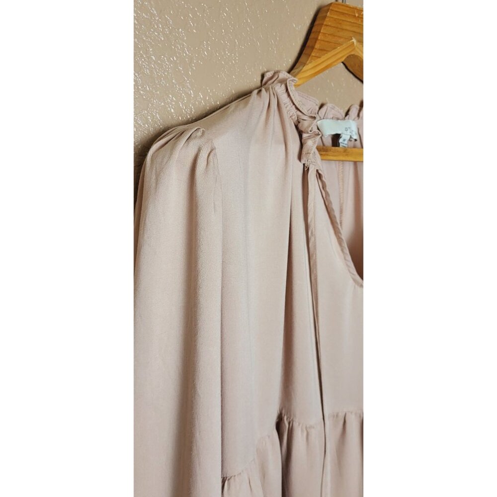 Pinch Womens Blush Pink Ruffled Long Sleeve Peasant Dress Top Size M - Picture 4 of 9